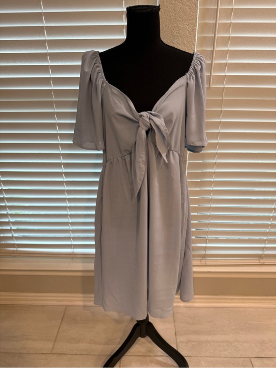 SL Fashions Dresses & Skirts - SL Fashions Light Blue Tie-Front Midi Dress